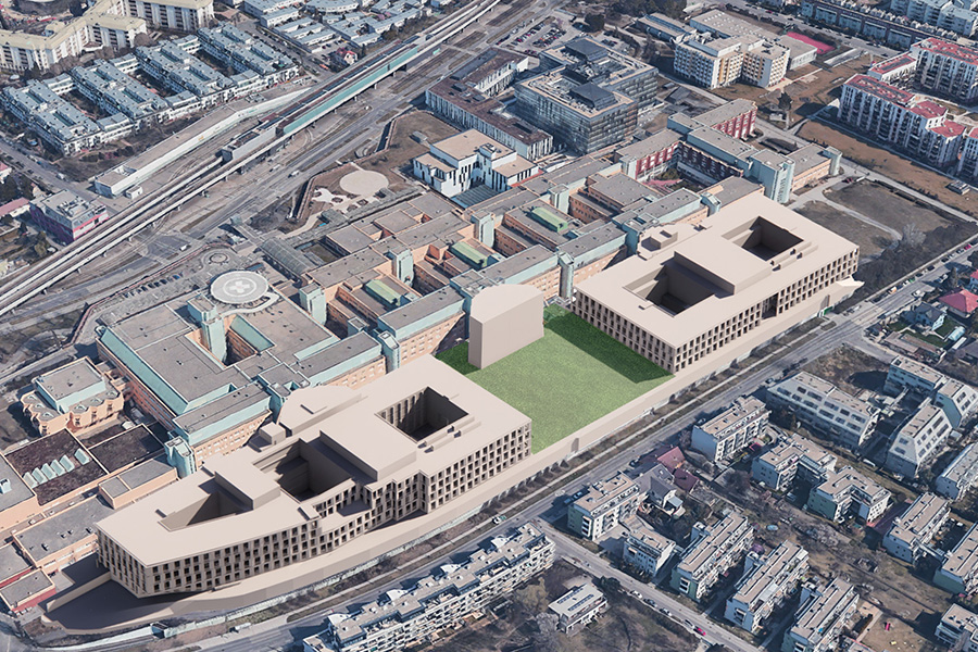 Klinik Donaustadt Bettentürme Rendering