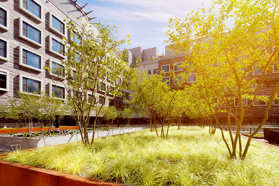 Klinik Floridsdorf Außenansicht Garten