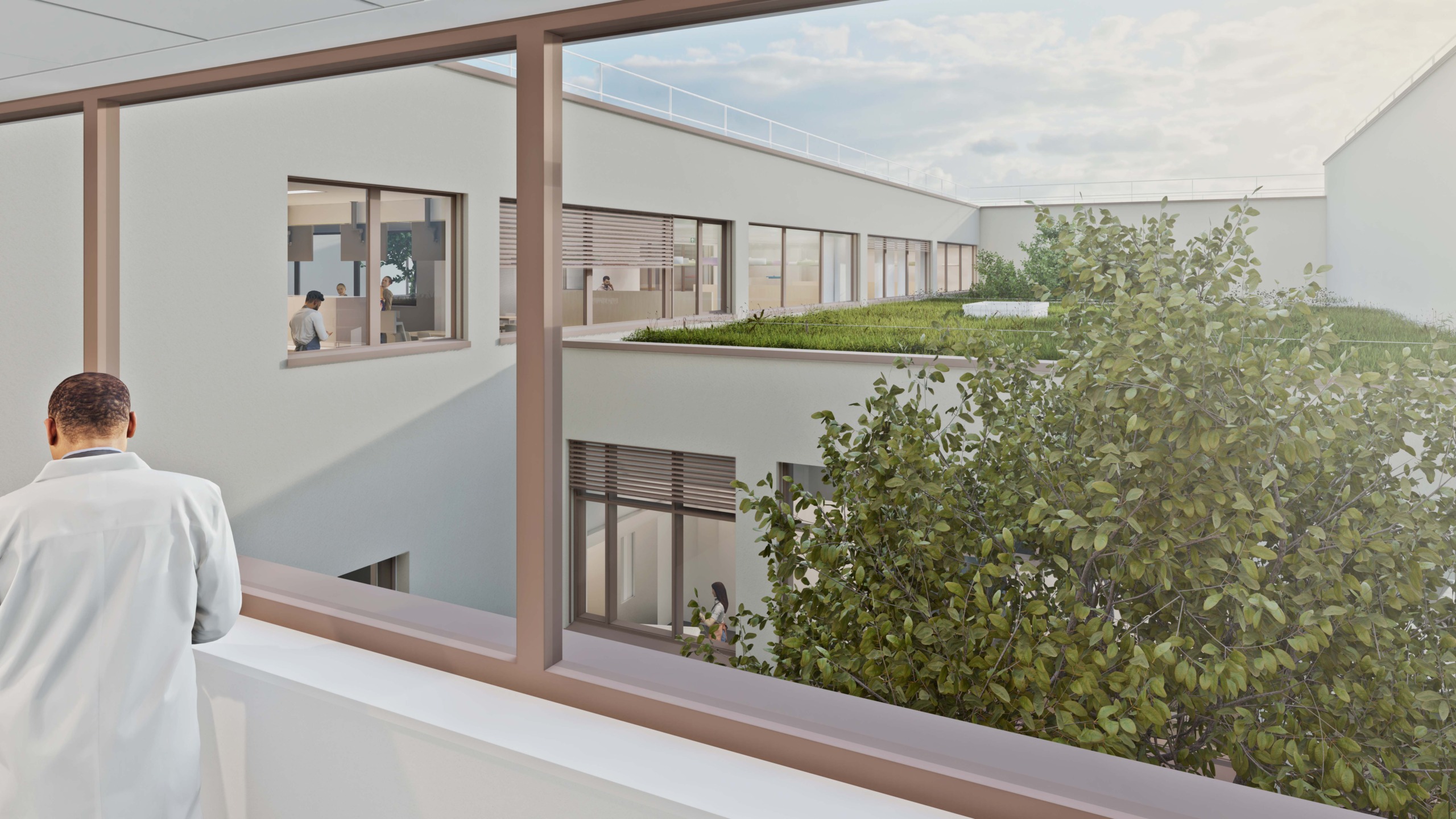 Klinik Donaustadt: Rendering neue Speisenversorgung Innenhof