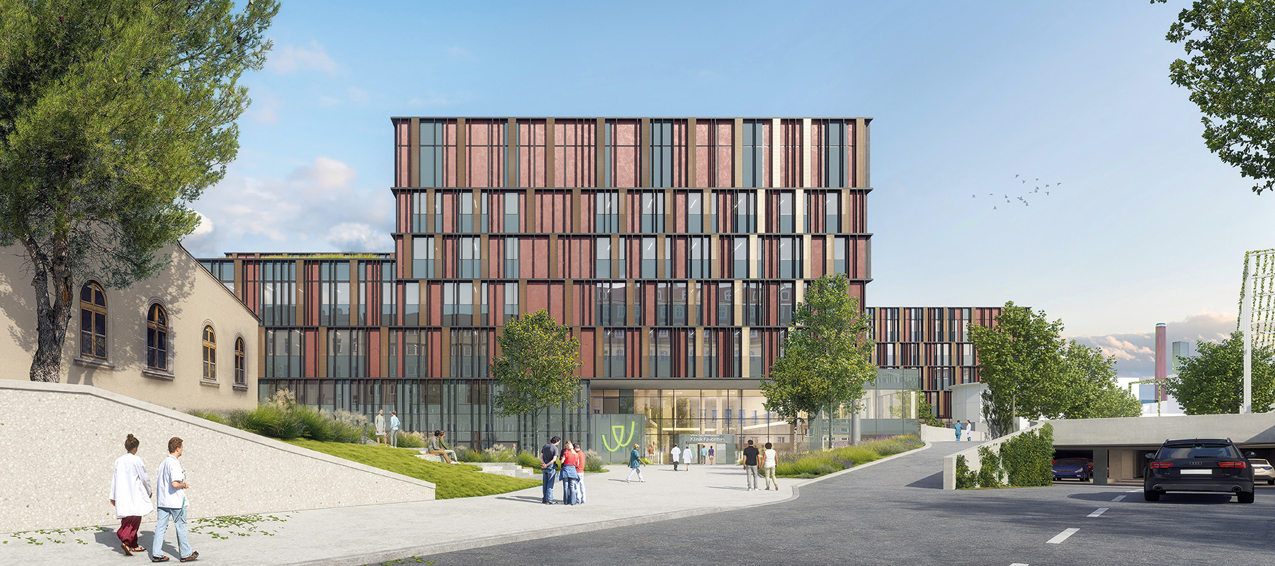 Klinik Favoriten: Rendering Zentralbau
