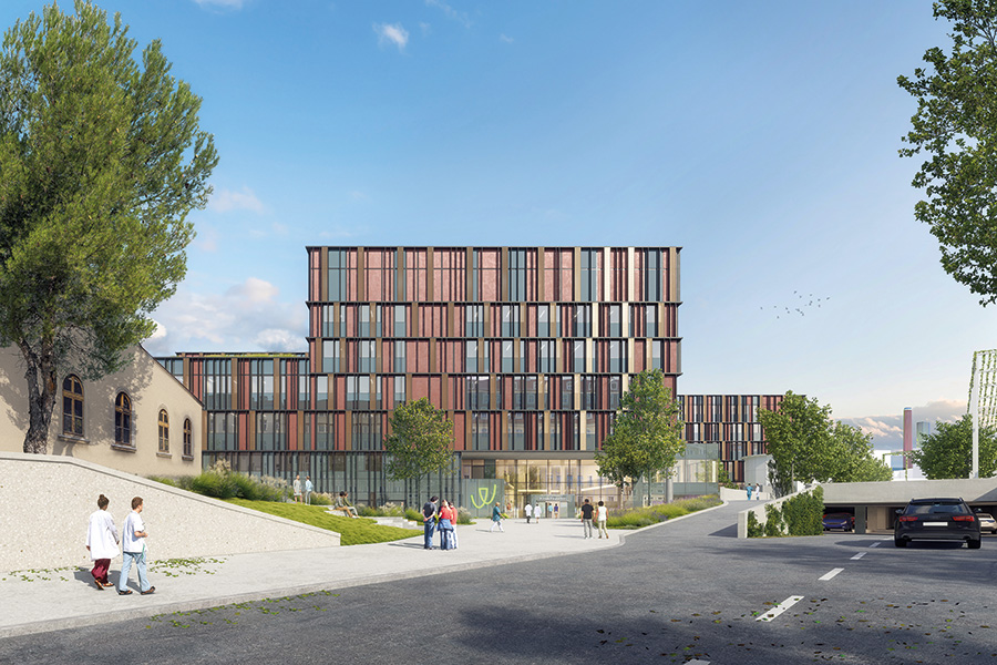 Klinik Favoriten: Rendering Zentralbau