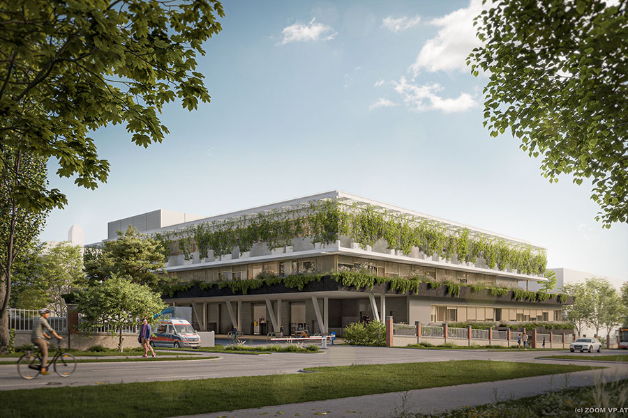 Klinik Hietzing: Bauteil für Wirtschaftshof, Apotheke, Küche, Wäsche