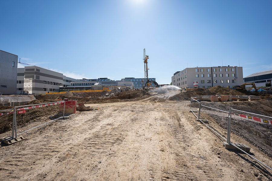 Baustelle für Zentralbau der Klinik Favoriten